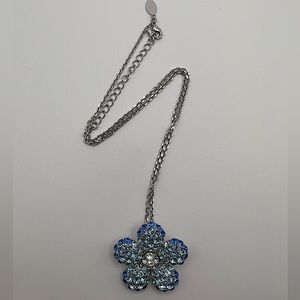 Blue Crystal Flower Silver Necklace Nolan Miller NWOT
